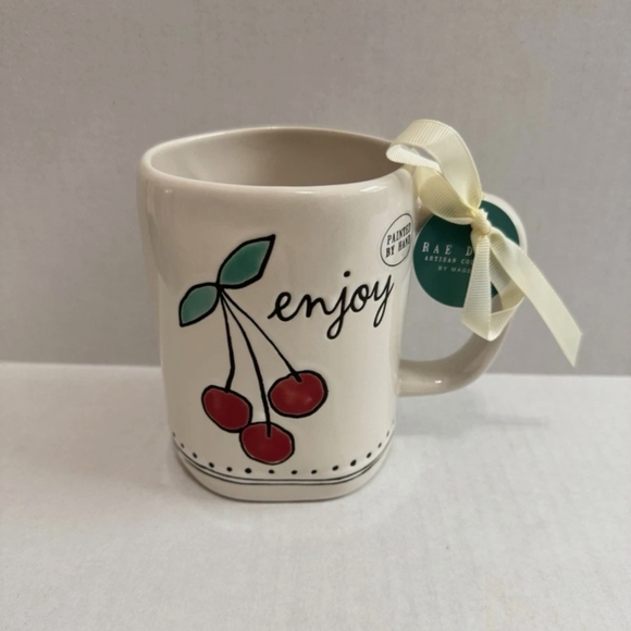 Rae Dunn Other - Rae Dunn “ Enjoy” Cherries Mug Red Cherry Bun Cream and Red